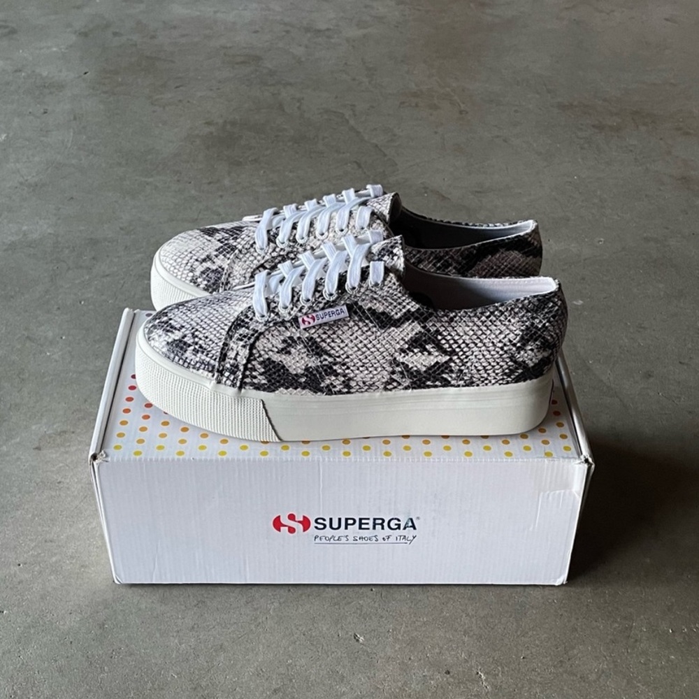 Superga 2790 Snakeskin Pattern Platform Italian Luxury Sneakers/Shoes 10 Womens